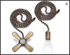 Ceiling Fan Pull Extension Chain with Recognizable Fan and Bulb Cord,...