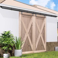 Ceiling Mount Outdoor Double Sliding Barn Door Hardware,Heavy Duty Box Track Kit