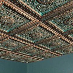 Ceiling Tiles Panels, Glue Up, Decorative, Foam, MAGIC Copper Patina, 70 pieces