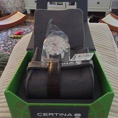 Certina DS Podium Quartz Chronograph Tachymeter Date 43mm White Dial Box
