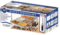 Chafing Dish Buffet Set Disposable 36 Pcs with Food Warmers Party Serving Kit