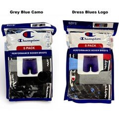 Champion Boys' 5 Pack Stretch Moisture Wicking Performance Boxer Briefs