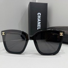 Chanel CH2314 Black/Grey Rectangular Sunglasses with Pearl Frame 63-16-145