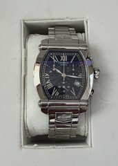 Charriol Colvmbvs Men's Tonneau Chronograph Date Black Dial Steel Quartz Box
