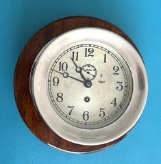 Chelsea ship’s clock Model E Nickel plated brass case circa 1940, Restored