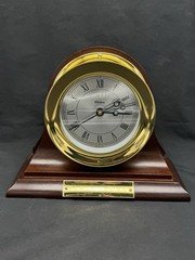 Chelsea Shipstrike Quartz Clock Brass Clock-5.5" on Wood Mantle, Working