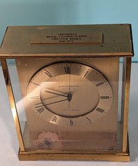 Chevrolet Seth Thomas Dedication Clock Swiss Quartzmatic Gold Tone Heavy Brass
