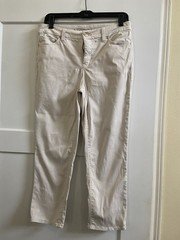 Chico's So Slimming Womens Beige Solid Slim Straight Mid Rise Cropped Pants