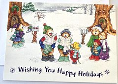 Christmas Card Glittery Cute Critters Animals Carolers Mailboxes Mouse Bears