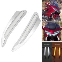 Chrome Front Lighted Vent Trim LED Turn Signal Light For Honda Goldwing 1800