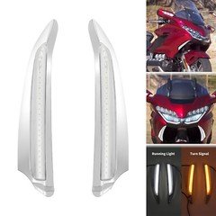 Chrome Front Lighted Vent Trim LED Turn Signal Light Fit For Honda GL1800 2018+
