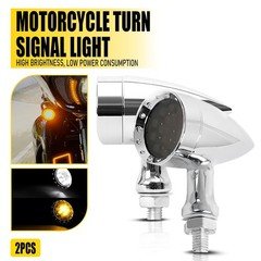 Chrome Motorcycle White Amber + LED Bullet Tail Light Integrated Brake Blinker