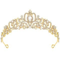 CIEHER Tiara Crowns for Women & Girls - Bridal, Wedding, Prom, One Size, Gold