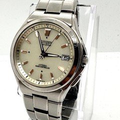 Citizen Attesa Eco-Drive Radio Date Champagne Dial Titanium Watch Japan