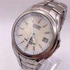 Citizen Attesa H410-T003788 Eco-Drive Date White Dial Titanium Watch Japan