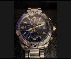 Citizen Chronograph Quartz Blue Dial Two-Tone Watch New w/ Box AN3394-59L