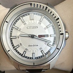 Citizen Eco-Drive Quartz SS Bracelet Silver Dial Day/Date WR100m 42mm