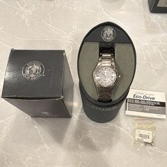 Citizen Eco-Drive Titanium Quartz 100M Date Silver Dial 27mm Bracelet Box