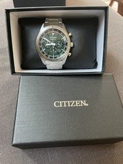 Citizen Men's Weekender Eco-Drive Chronograph Green Dial 43mm Watch CA4600-89X