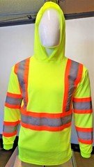 Class 3  Long Sleeve Safety Shirt With Hoodie, Polyester Birdeye mesh