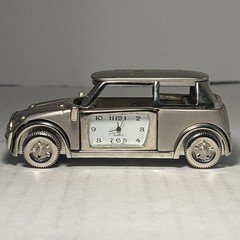 Classic Mini Cooper Miniature Desk Clock by Mayhem London - Polished Silver