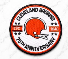CLEVELAND BROWNS NFL EMBROIDERED IRON ON PATCH 3.5" X 2" FREE SHIPPING