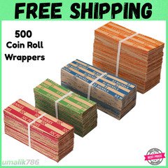 Coin Wrappers Assorted 500 Flat Stripped Roll for 500