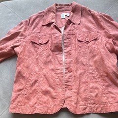 Coldwater Creek Pink Floral Button-Front Collared Pocket Jacket Long Sleeve 1X