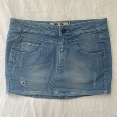Colour Rules by TDF Women's Blue Distressed Denim Mini Skirt Pockets Size 10