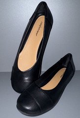 Comfortview The Gab Black Faux Leather Slip-On Comfort Flats Women's 10.5 W