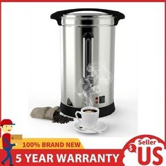 Commercial Coffee Urn, 120 Cup Stainless Steel Coffee Maker Hot Water Dispenser