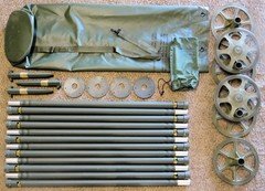 Complete +4 Guy Rings Pristine Camo Support System ~48' Stacking Poles Antenna