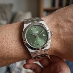 COSO Tolaris Automatic Watch Forest Green Dial Silver Roman Steel Bracelet