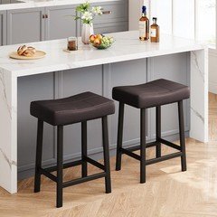 Counter Height Bar Stool Set of 2, 24 Inch Modern Upholstered Barstools for