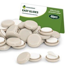 COVERCORNER Furniture Sliders for Carpet 48 PCS - 48 Pcs 1 Inch Beige, Beige