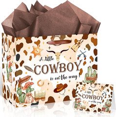 Cowboy Baby Shower Birthday Gift Bag for Baby Boys a Little Cowboy Is on the Way