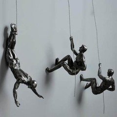 Creative Climbing Man Resin Wall Sculptures 3D Wall Art Decor