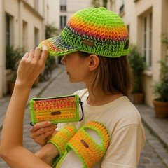 Crochet Set Hat Bag And Shoes