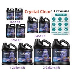 Crystal Clear Epoxy Resin — 32oz/64oz 1 Gallon Kit — 1:1 Ratio Coating Castings 