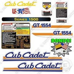 Cub Cadet Super GT1554 Decal Kit Riding Mower Tractor - 7 YEAR 3M VINYL! +BONUS!