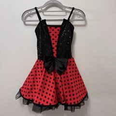 Curtain Call Dance Costume E1224 Child Medium Red Black Polka Dot Tap Jazz