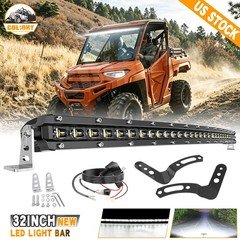 Curved 32" Roof LED Light Bar + Bracket + Wiring Kits For Polaris RZR XP 800 900
