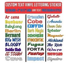 Custom Text Vinyl Lettering Sticker Decal Personalized -ANY TEXT - ANY NAME - [2