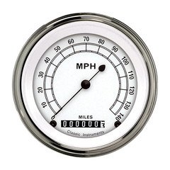 CW55SLF Classic Instruments Classic White 3 3/8" Speedometer
