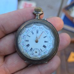 Cylindre 10 Rubis Full Hunter Pocket Watch 10 Jewels Manual Roman Dial