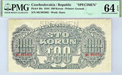 Czechoslovakia 100 Korun 1944 PMG 64 EPQ CHOICE UNC Pick # 48s