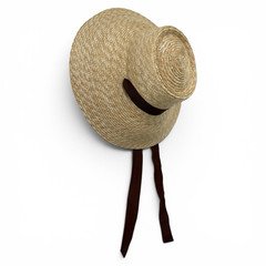D.A.C Women’s Straw Wide Brim Sun Hat Beige/Brown Solid Ribbon, One Size