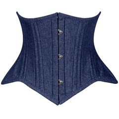 Daisy Corset Lavish Dark Denim Lace Up Waist Cincher Underbust Western Grunge