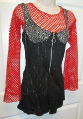 Dance Costume Cabaret Romper & lined fishnet top Ladies Small adult zipfront