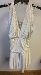 Dance Costume Gallery  Adult Medium White Silver Halter Polkadot